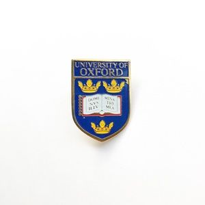 Vintage University of Oxford Blue and Gold Shield Brooch